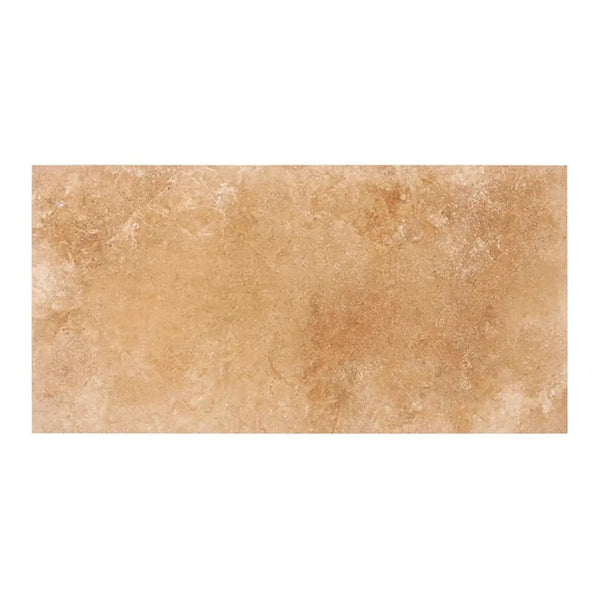 Rectangular beige Walnut Travertine 12X24 Filled and Honed tile sample display