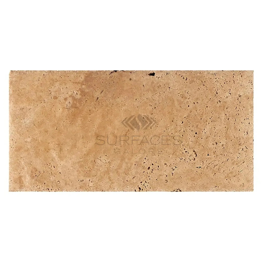 Walnut Travertine 16X24 Unfilled, Brushed and Chiseled-Edge Rectangular Tile