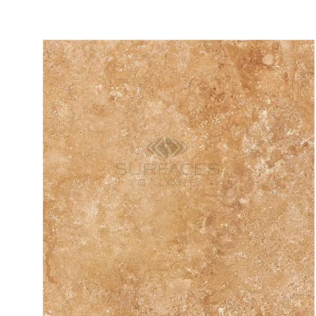 Beige travertine tile from Walnut Travertine 18X18 filled and polished or honed