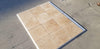 Beige Walnut Travertine 18x18 tile with white border and blue accents for flooring
