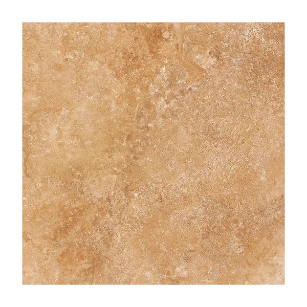 Square Walnut Travertine 18X18 Filled and Polished or Honed tile displayed elegantly