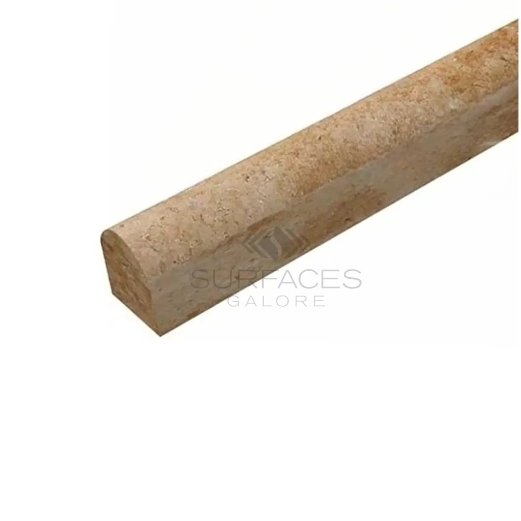 Beige travertine quarter round trim featured in Walnut Travertine 1X12 Dome Liner