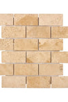 Walnut Travertine 2X4 Brick Mosaic Tile Tumbled