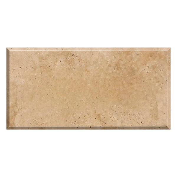 Walnut Travertine 3X6 Deep-Beveled and Honed Rectangular Tile for Elegant Interiors