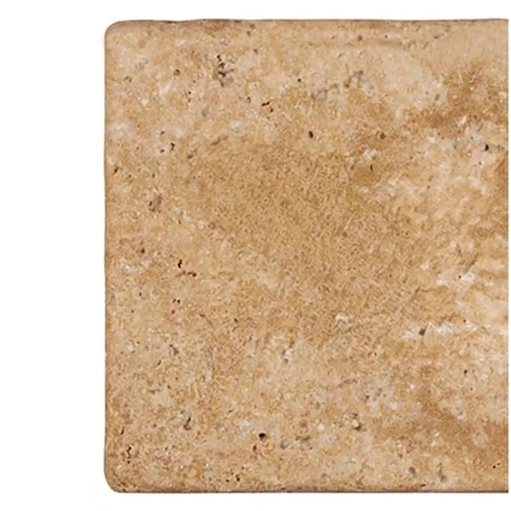 Textured Walnut Travertine 3X6 Tumbled tile showcasing natural stone beauty