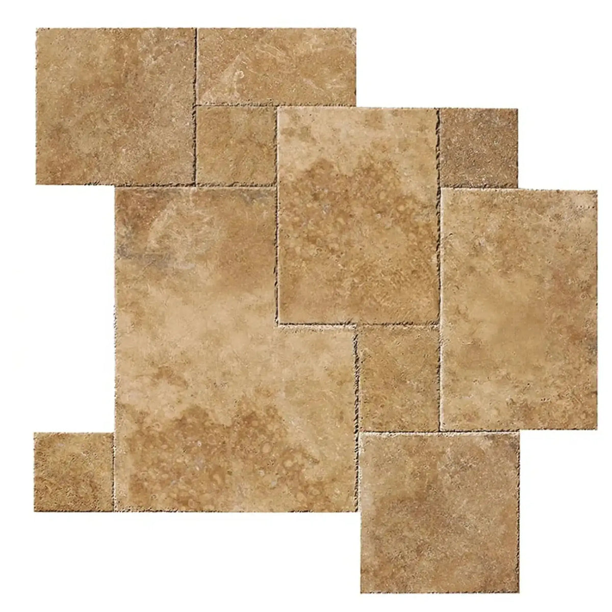 Walnut Travertine Versailles Pattern Tile Set– SurfacesGalore