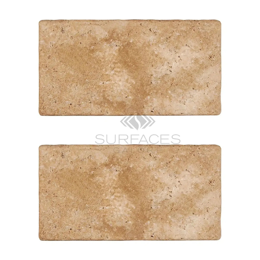 Walnut Travertine 6X12 Tumbled Tile– SurfacesGalore