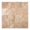 Square travertine tile mosaic of Walnut Travertine 6X6 Tumbled for elegant flooring