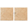 Two Beige Travertine Tiles from Walnut Travertine 8X8, Unfilled, Brushed, Chiseled Edge