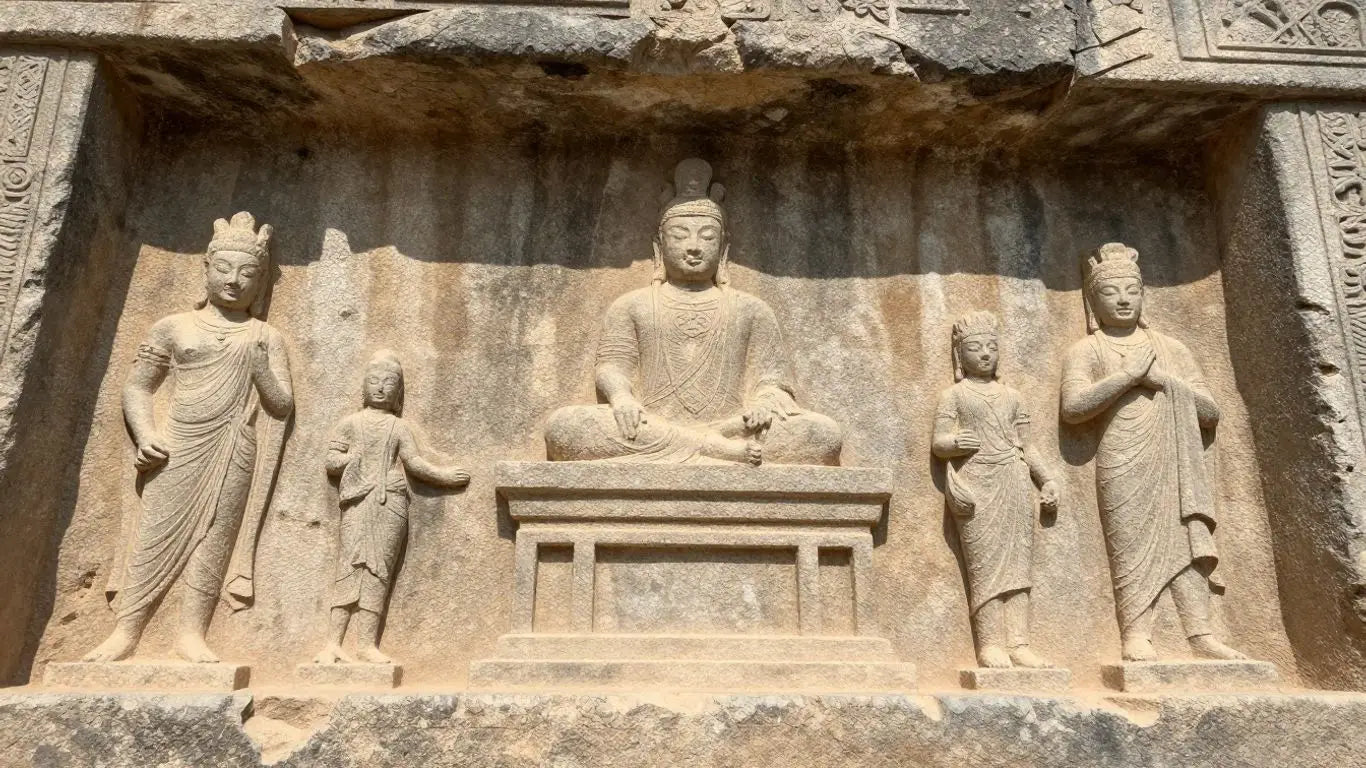 Sketch of ancient limestone architecture.