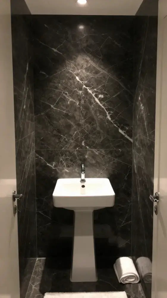 High-Contrast Powder Room Accent Walls