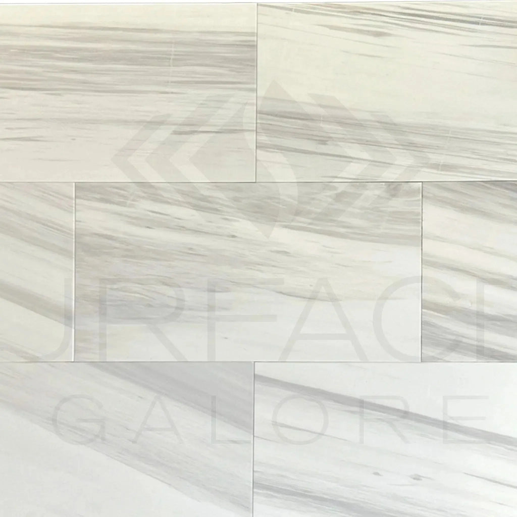 White Dolomite with Gray Light 12X24 Polished Tile featuring a white marble pattern