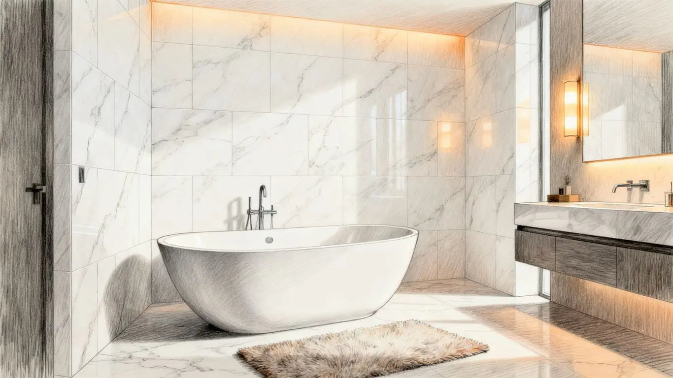 Spa inspired marble bathroom interior