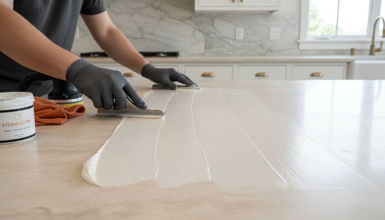 travertine polishing technique