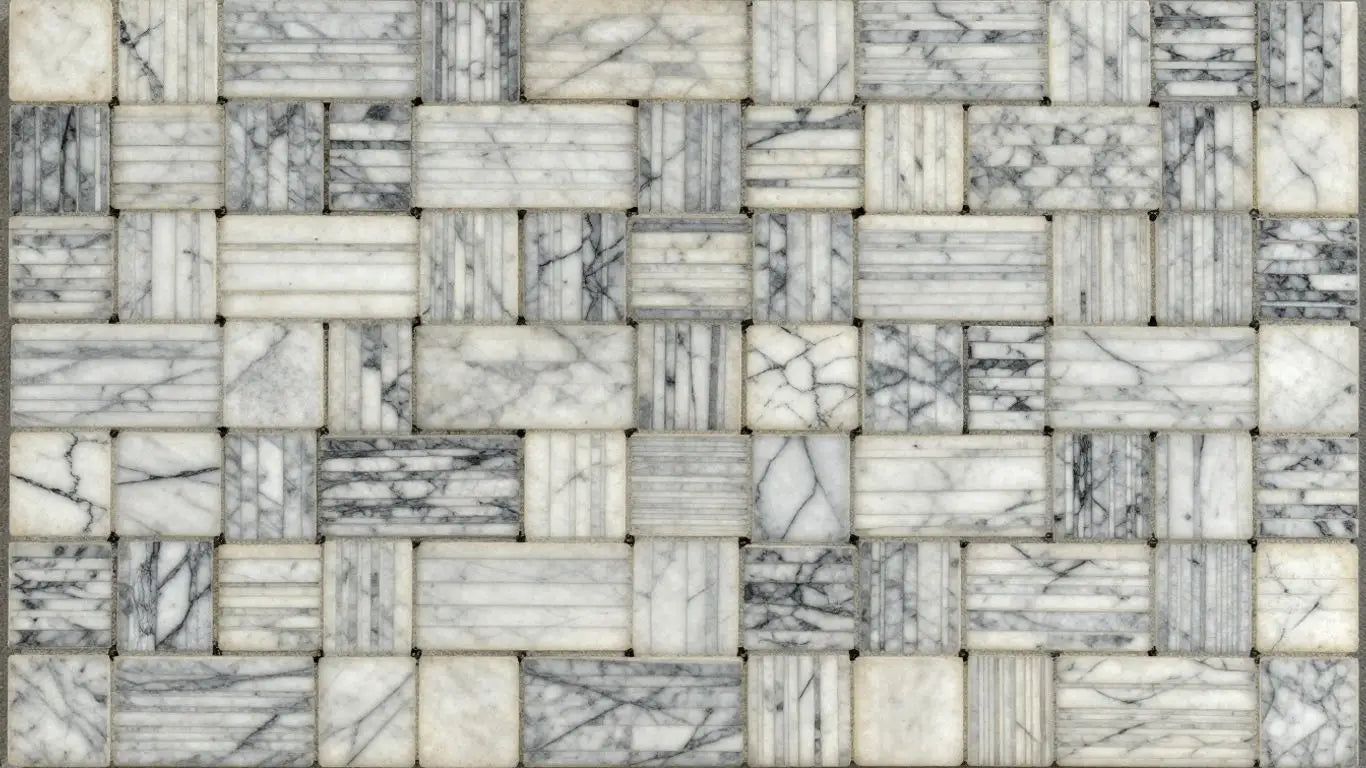 Classic basket weave marble mosaic tile pattern sketch.