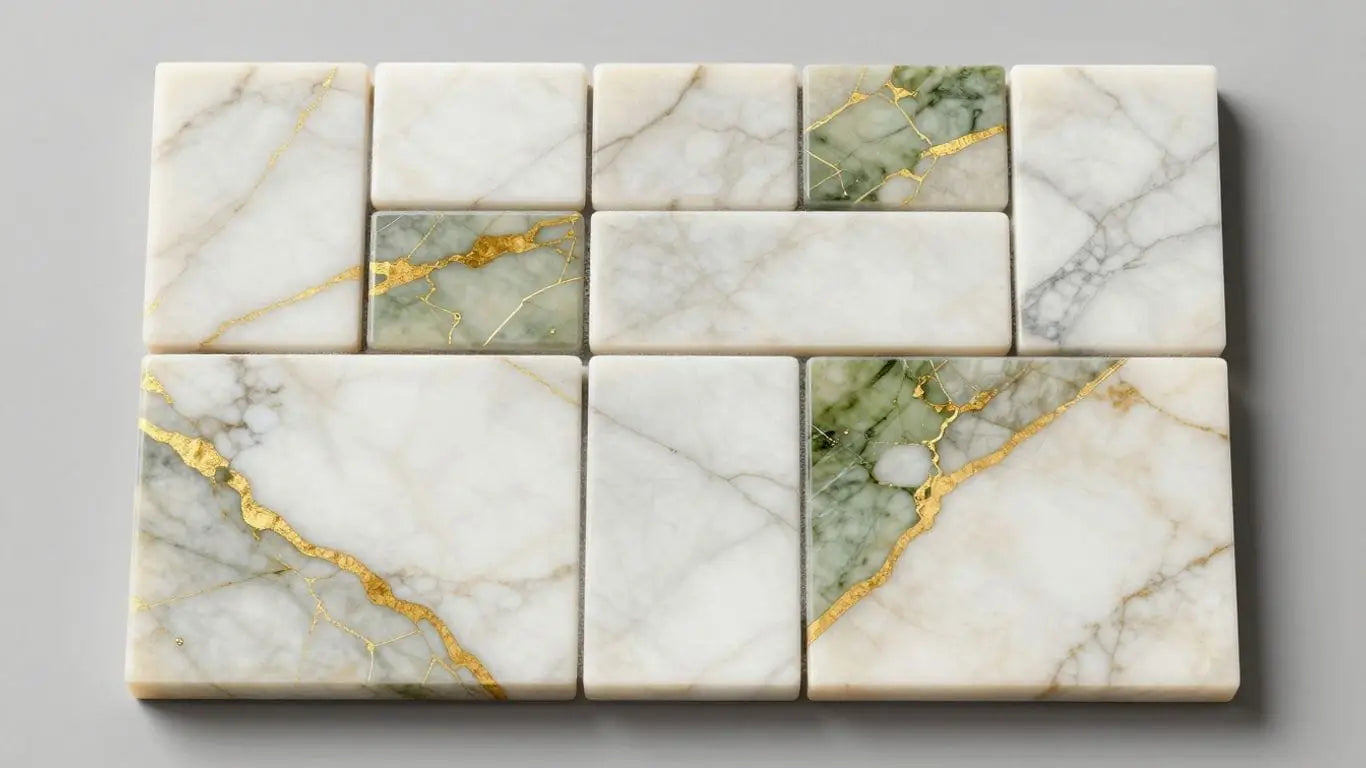 Calacatta Oliva marble mosaic tiles sketch