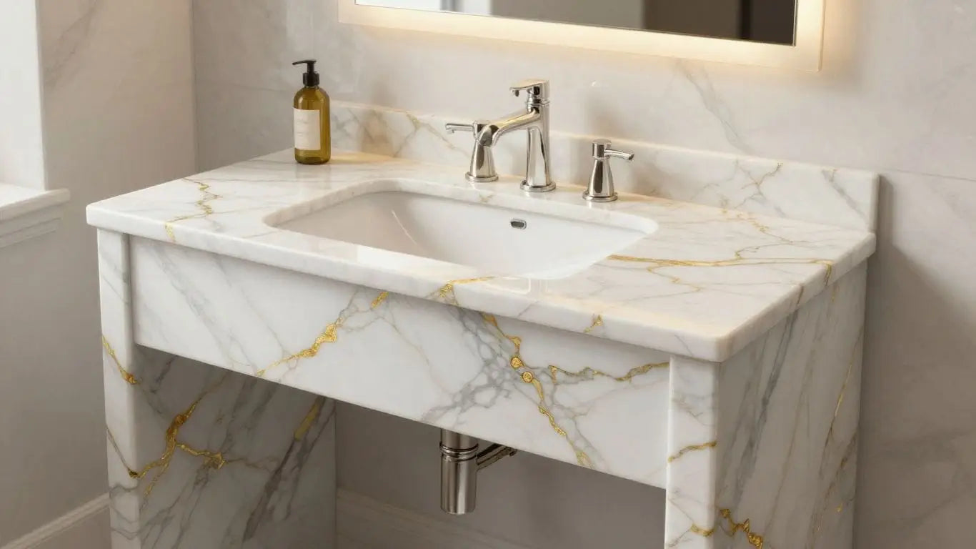 Calacatta Gold marble vanity sketch