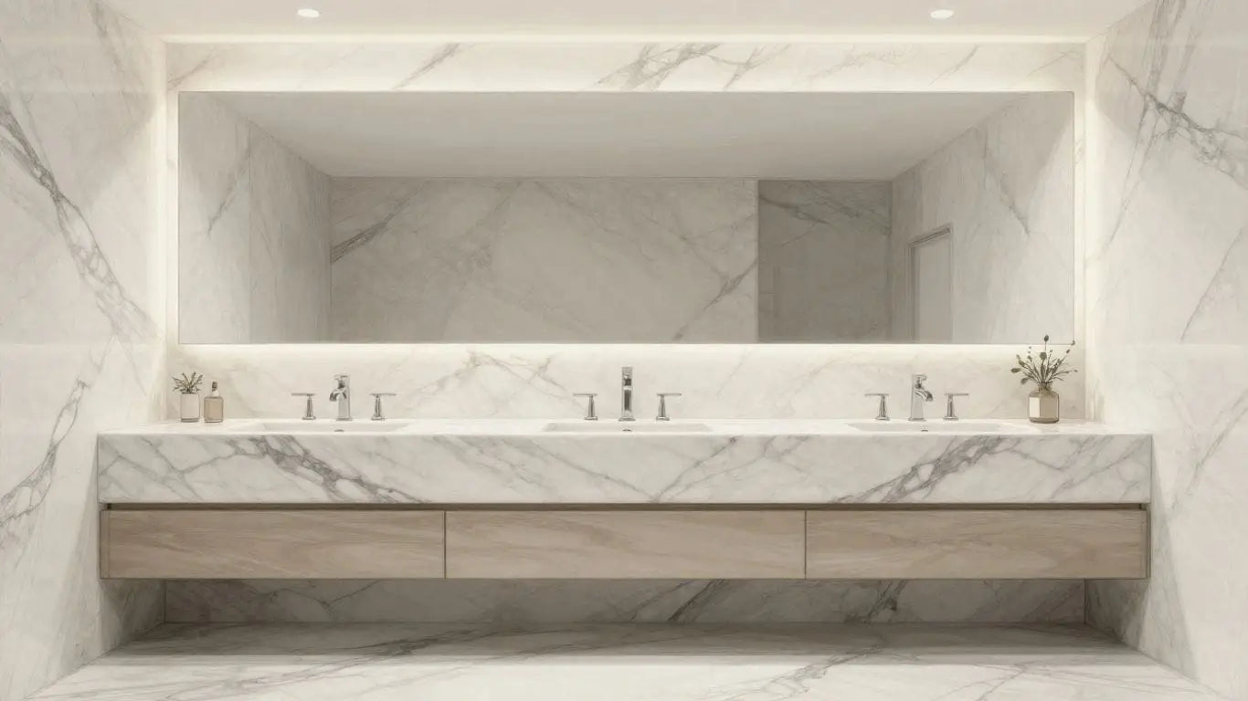 Volakas marble vanity in a bathroom sketch.