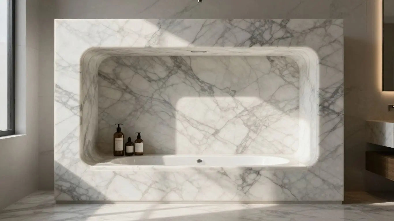 Custom marble shower niche sketch