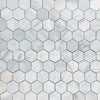 Hexagonal marble tile pattern of White Marble Bianco Venato honed mosaic tile