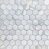 White Marble Bianco Venato 2 inch Hexagon Honed Mosaic Tile pattern for elegant flooring