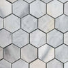 Hexagonal marble tile pattern of White Marble Bianco Venato 2 inch Honed Mosaic Tile