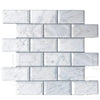 White Marble Subway Tile Sheet Bianco Venato 2x4 Deep-Beveled Honed Brick Mosaic Tile