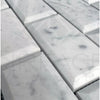 White Marble Bianco Venato 2x4 Deep-Beveled Honed Brick Mosaic Tile display
