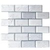 White Marble Bianco Venato 2X4 Deep-Beveled Honed Brick Mosaic Tile Sheet Display