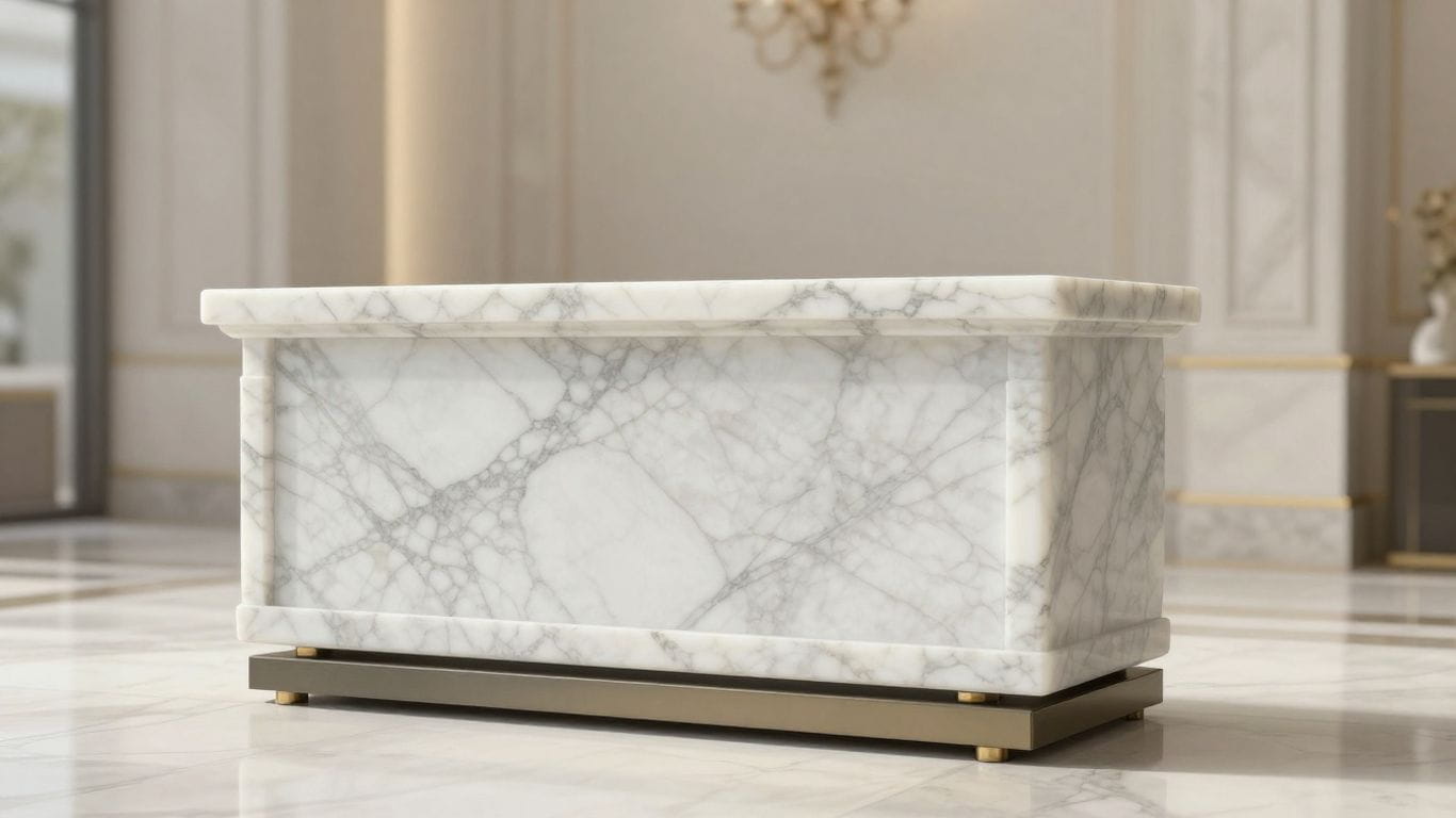 Statuary white marble statue in a luxurious interior sketch.