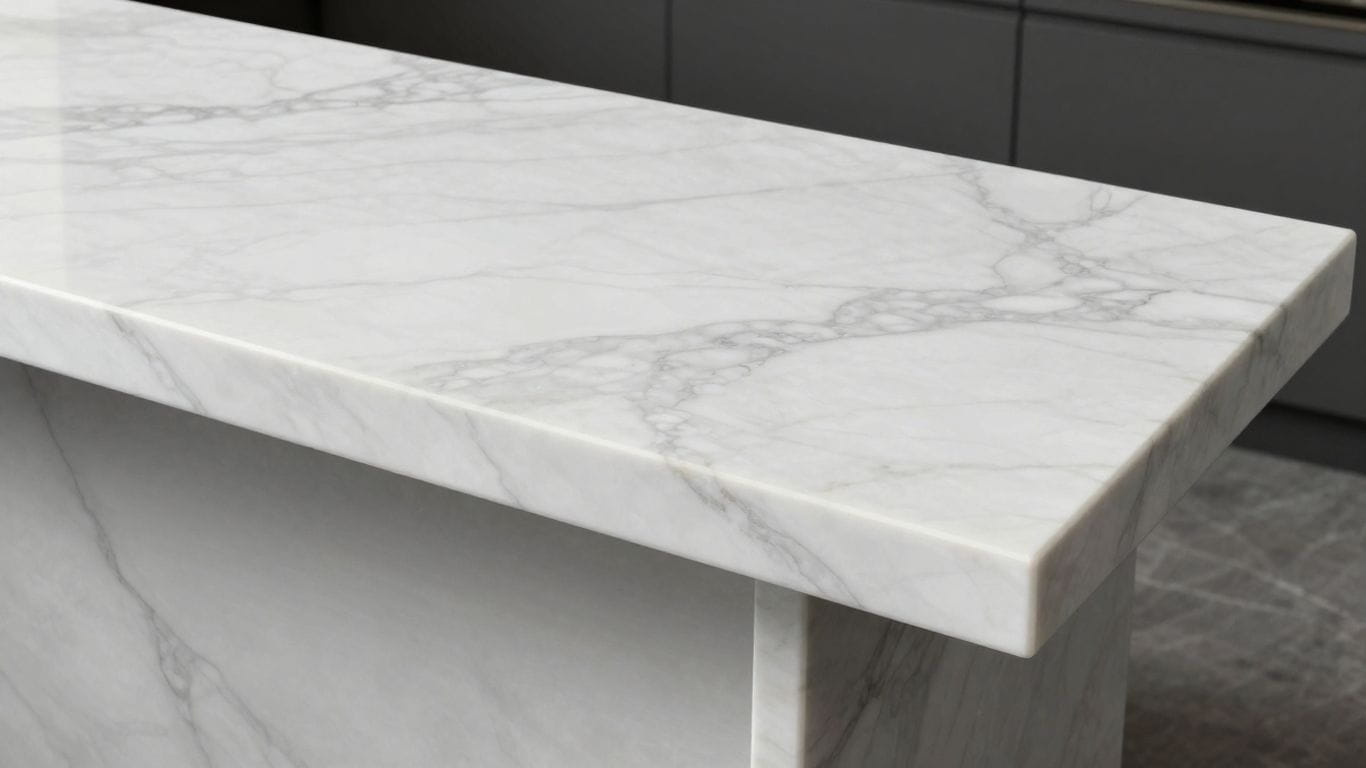 White pearl marble countertop sketch