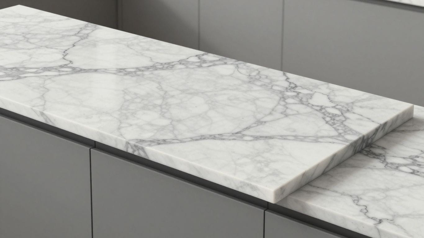 Arabescato Corchia marble kitchen countertop sketch.