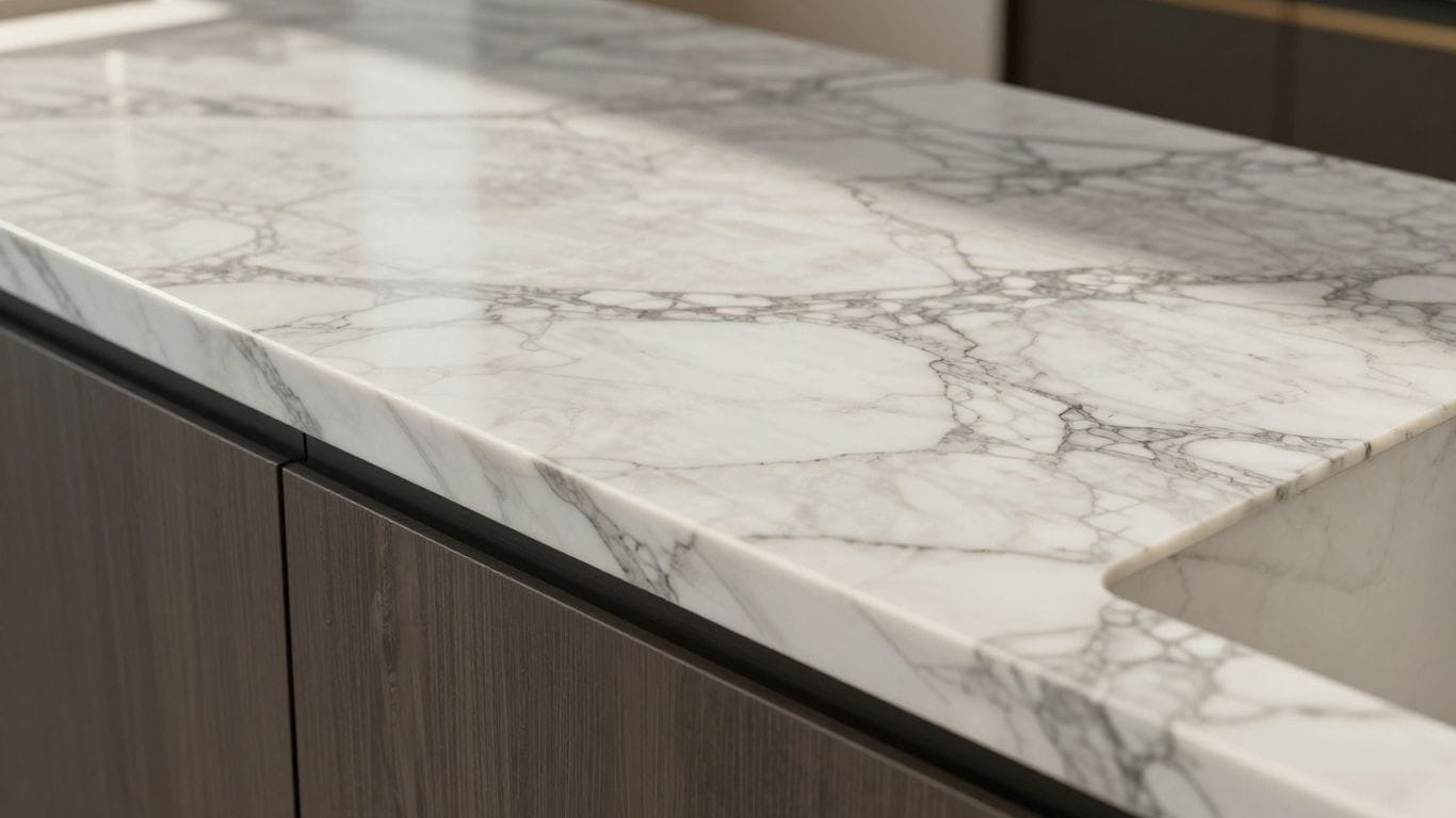 Elegant Italian marble surface with natural veining.