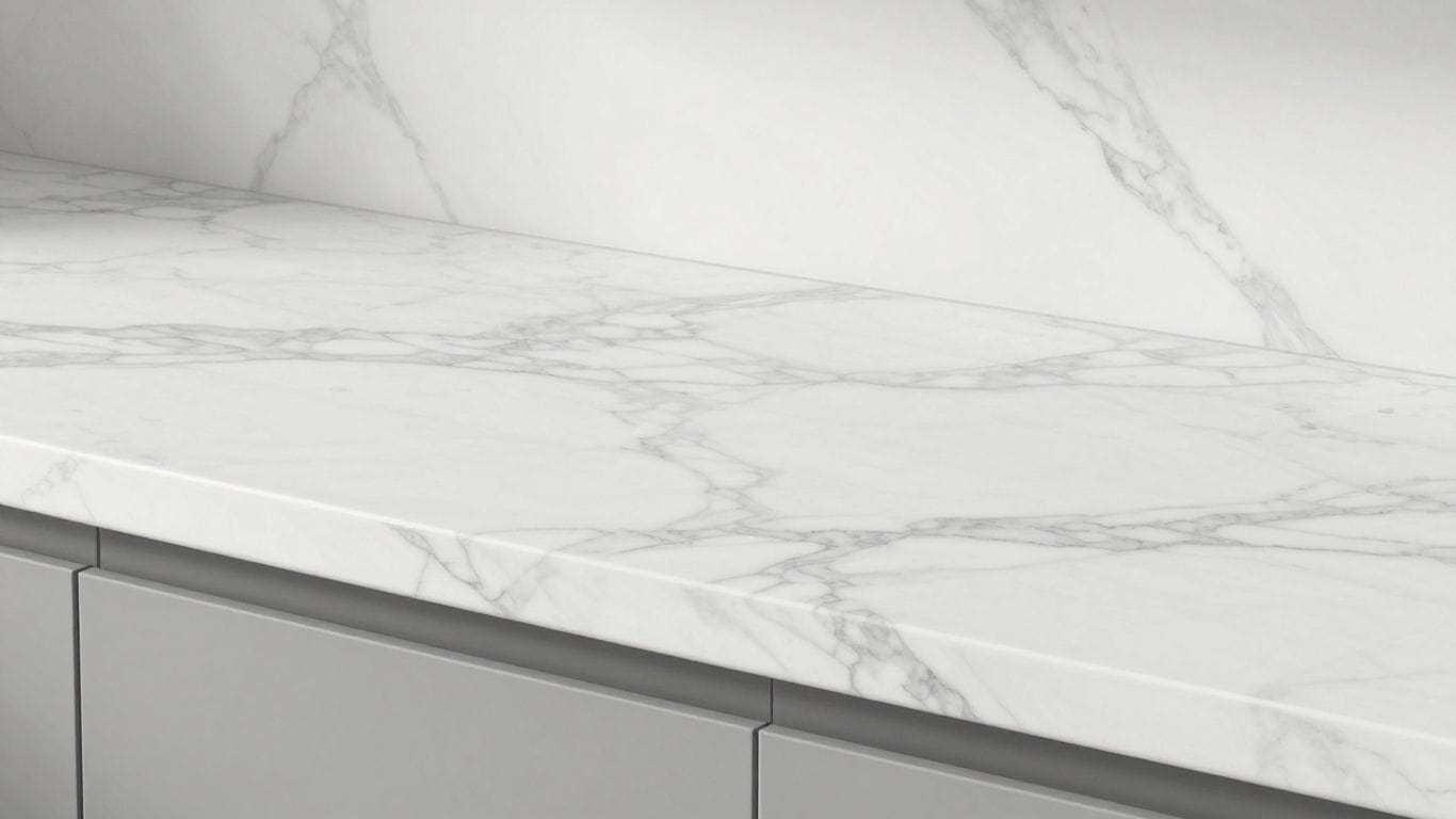 Carrara White Marble kitchen and bath surfaces sketch.