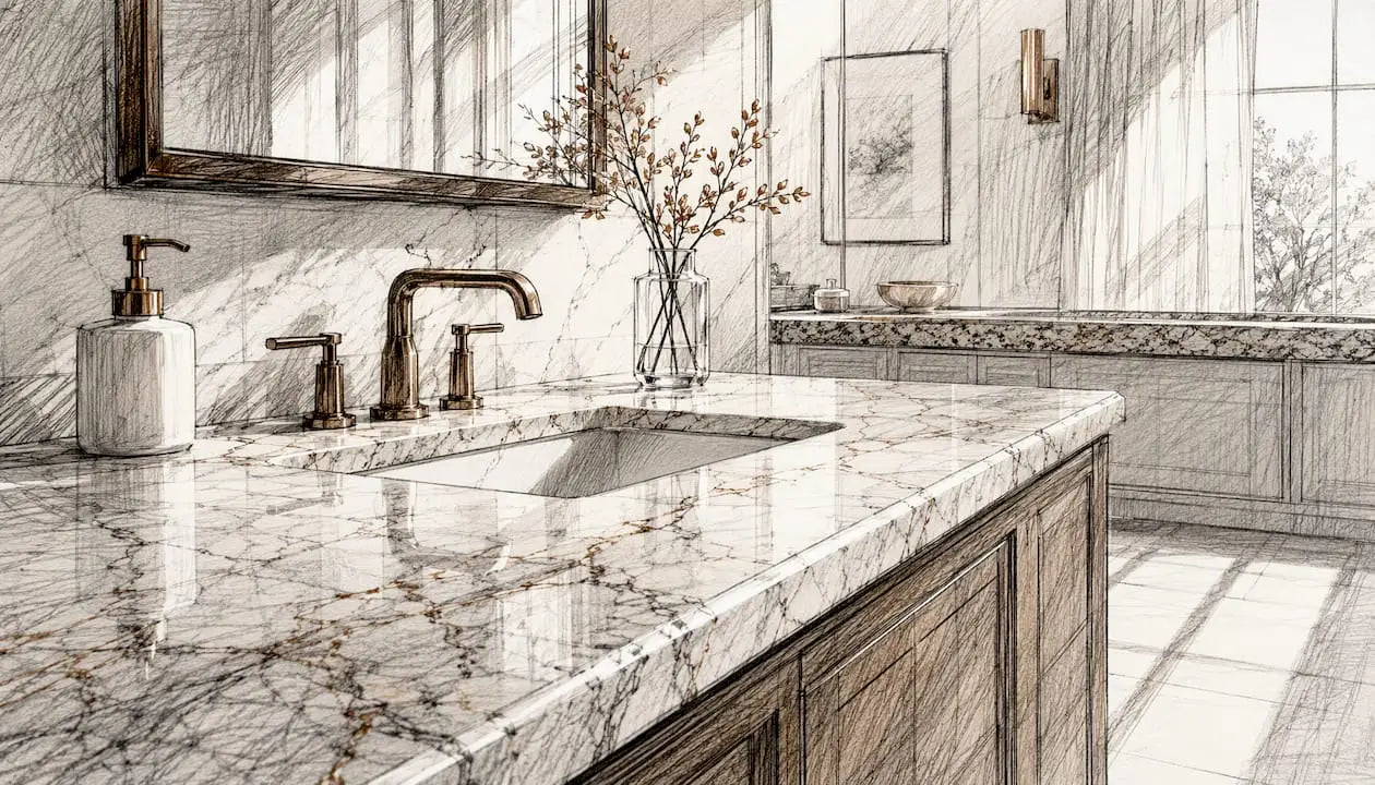 Bathroom marble and granite vanity counters