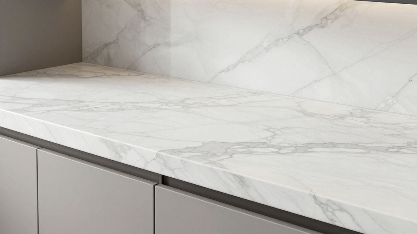 Sketch of Thassos marble in a modern kitchen.