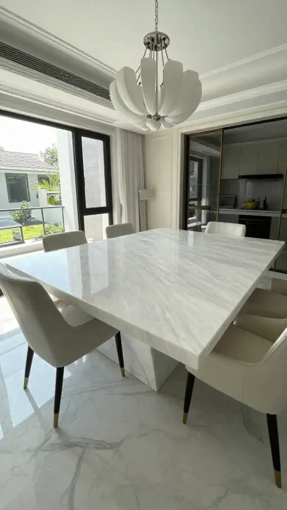 Formal Dining Tables with White Supreme Marble