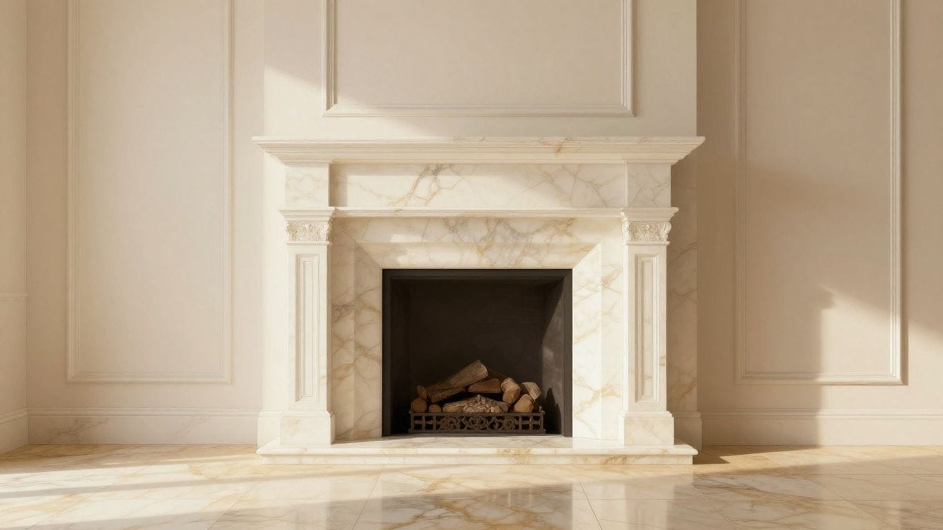Crema Marfil marble in a home interior sketch.