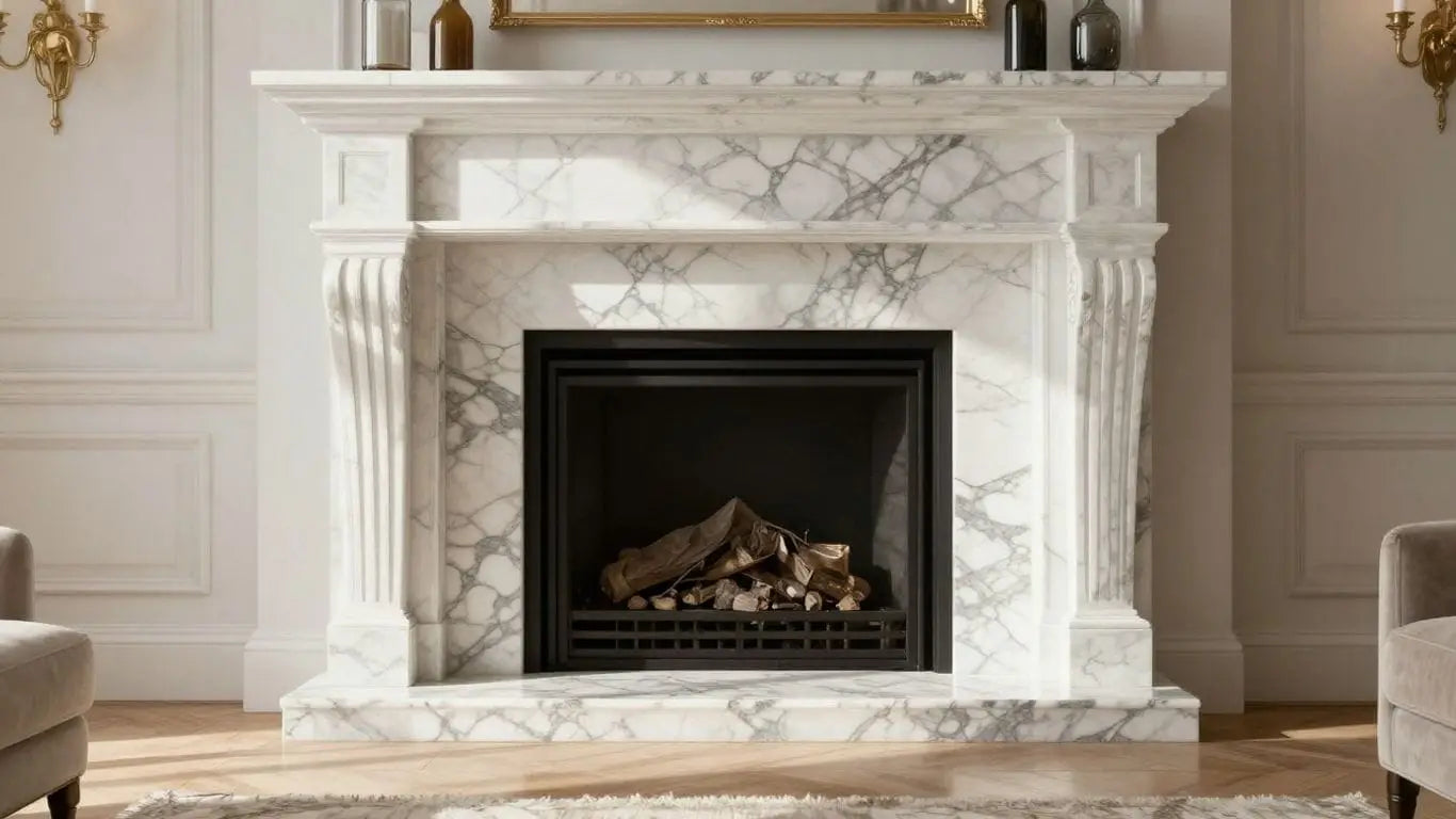 Elegant marble living room interior sketch