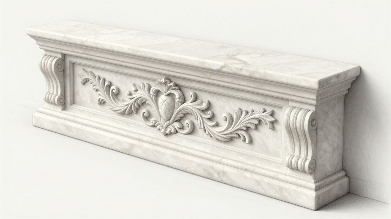 Boceto de moldeo de piedra caliza de madera blanca