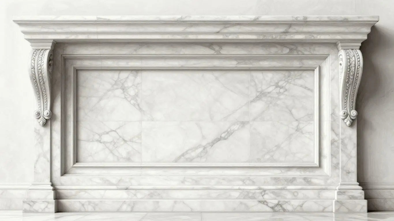 Elegant marble moldings framing a luxurious tiled wall.