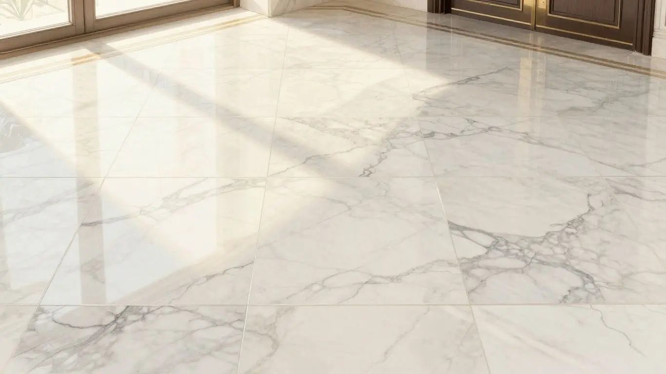 Elegant marble floor sketch in a grand entryway.