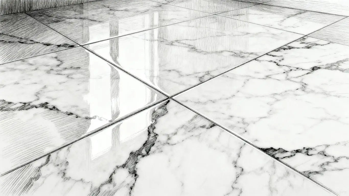 Polished marble floor with elegant lighting