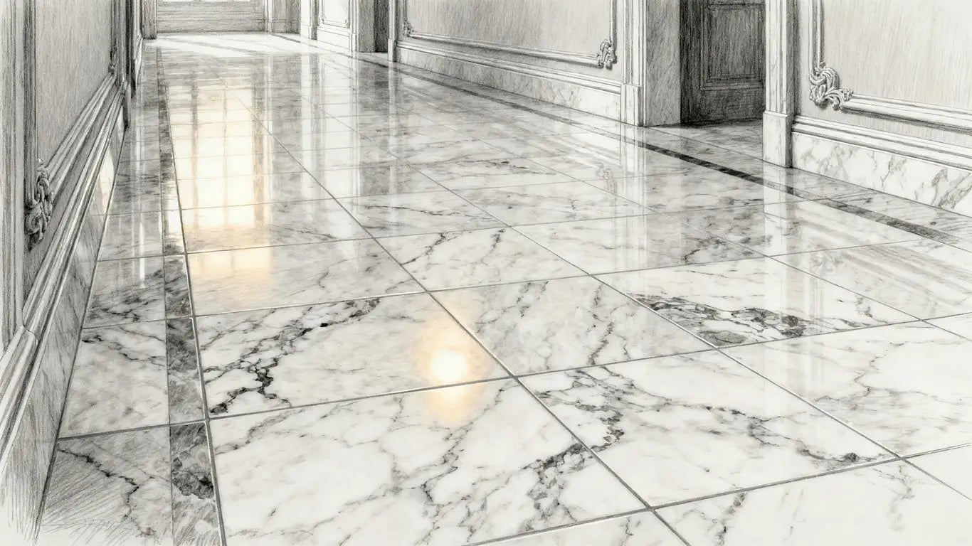 Marble tiled floor