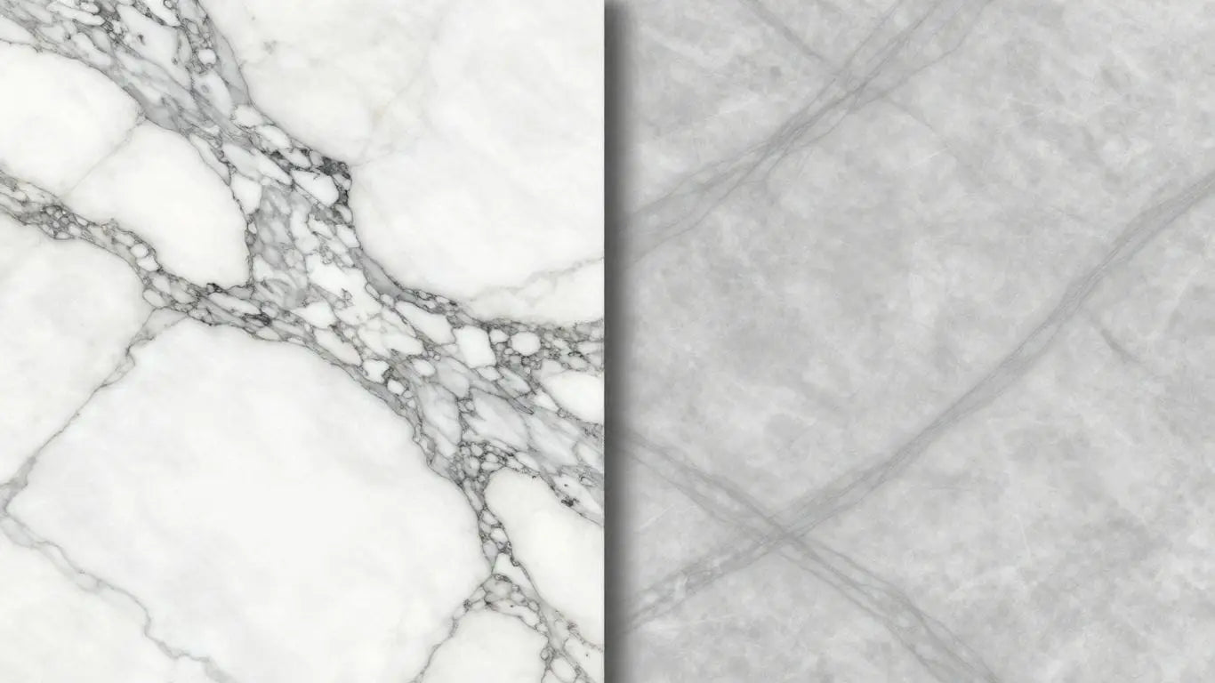 Calacatta vs Carrara marble comparison sketch