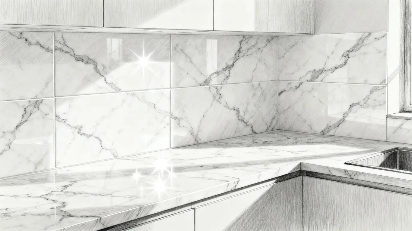 Classic white marble installation