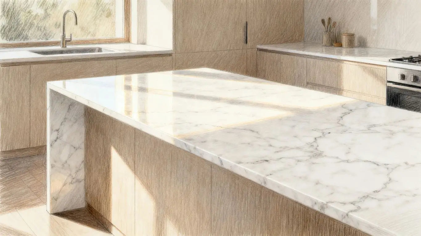 Stunning marble kitchen countertop island