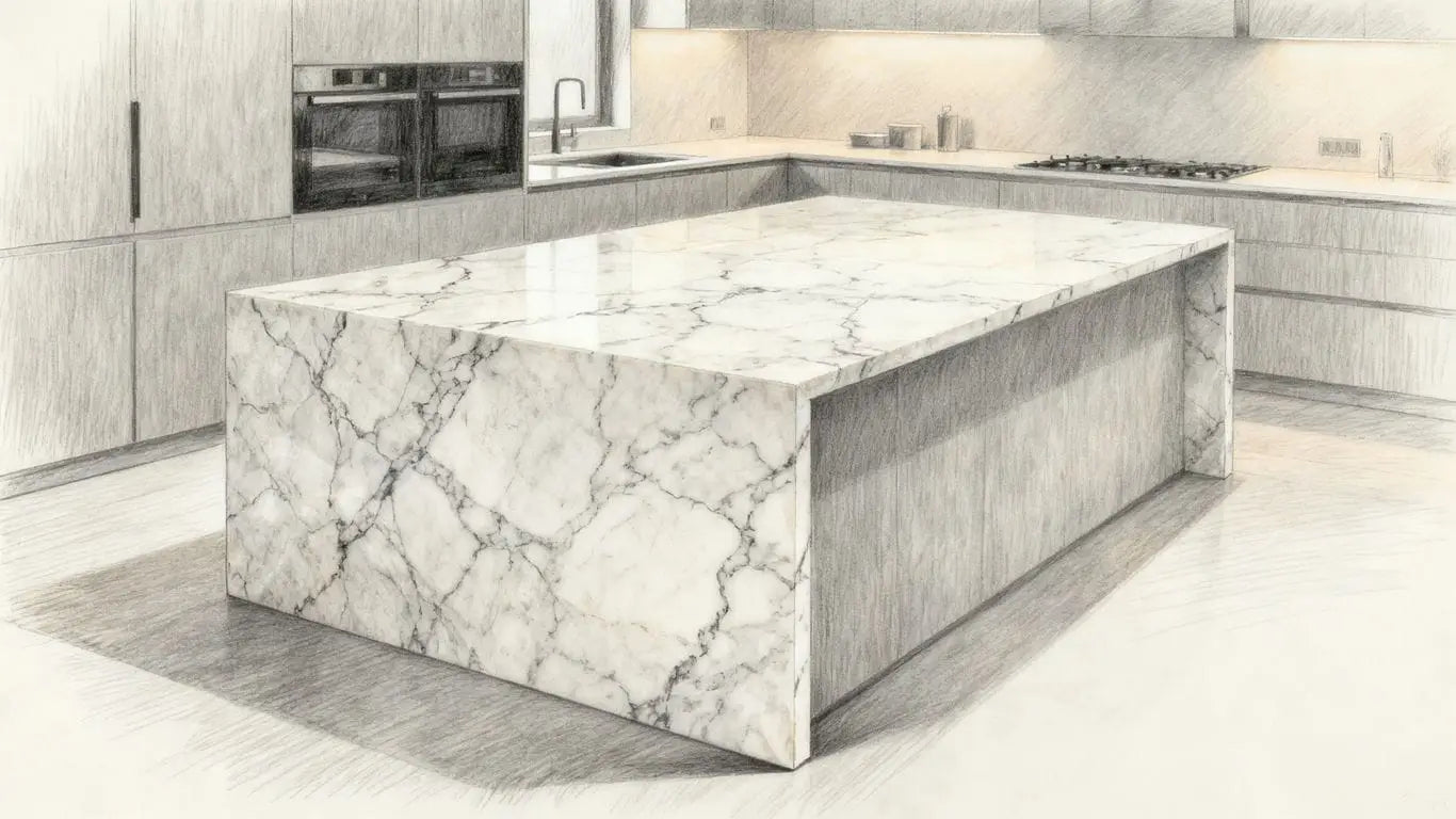 Kitchen island showcasing natural stone