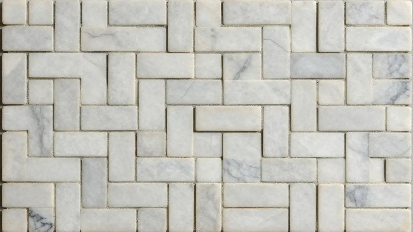 Classic basket weave marble mosaic tile pattern sketch.