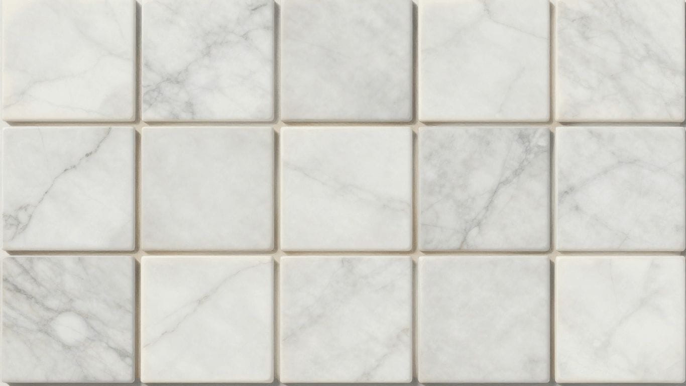Statuario White tumbled marble checkerboard tiles
